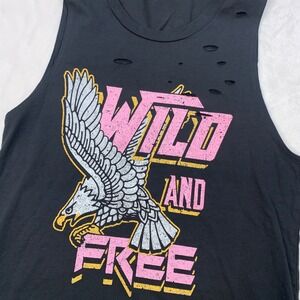 ZUTTER USA Black Eagle Wild and Free Distressed Muscle Tank Top Size‎ M